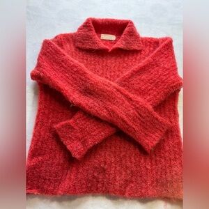 Vintage 70’s collared sweater, coral, fits size S